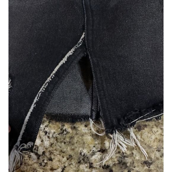 We the Free Distressed Denim Mini Black Jean Destroyed Skirt Free People Size 30 - Picture 7 of 11